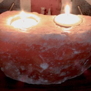 Natural Salt Candle Holder - 2 holes