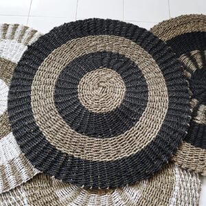 Round Seagrass Black & Tan - Circles - 1m