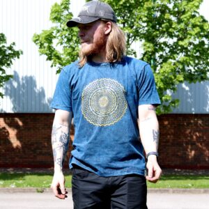 Large Stone Washed Teashirt - Mandala - Blue
