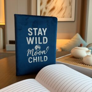 Dark Blue Velvet Notebook - 80 pages - Stay Wild Moon Child