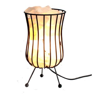 Tall Salt Rock Brazier Lamp, Cable, Bulb, Pink Salt