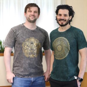 Medium Stone Washed Teashirt - Hamsa - Dark Grey