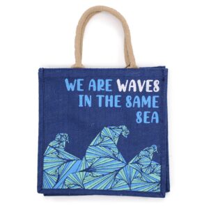 Printed Jute Bag - We are Waves - Grey